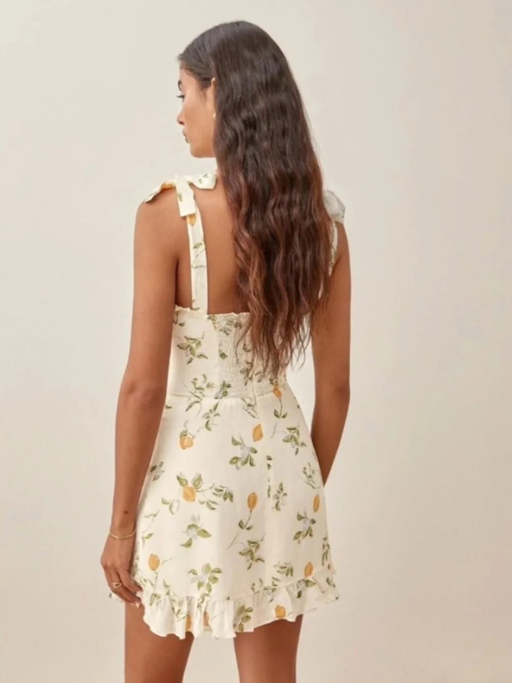 Reformation Christine Dress  Citron Print -2 - Picture 2 of 6